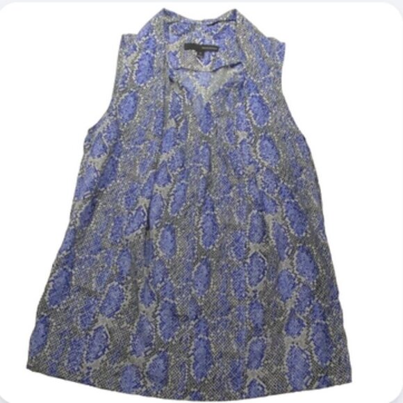 Harve Benard Blue Black Sleeveless Summer Blouse, Small - Picture 2 of 9